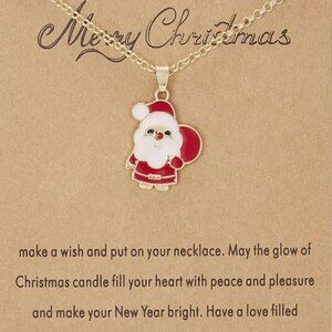 Holiday Christmas Charm Santa Necklace